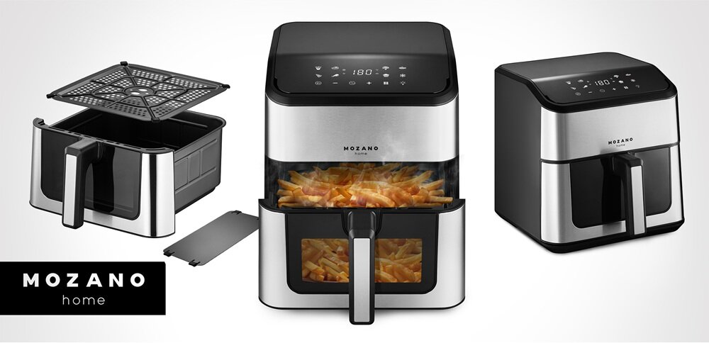 Air Fryer Frytkownica beztłuszczowa MOZANO AirFry Chef 8L WiFi duża misa, można myć w zmywarce, zawsze gotowa do pracy, szeroki zakres regulacji, funkcja opóźnionego startu