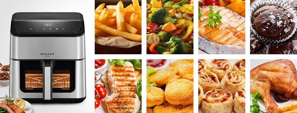 Air Fryer Frytkownica beztłuszczowa MOZANO AirFry Chef 8L WiFi wygoda, oszczędność czasu, łatwe uruchomienie, zapisywanie ulubionego programu