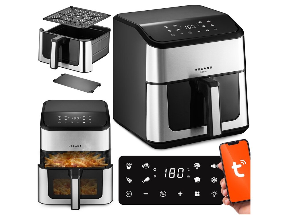 Air Fryer Frytkownica beztłuszczowa MOZANO AirFry Chef 8L WiFi funckja opóźnionego startu, wybór programu i godziny startu