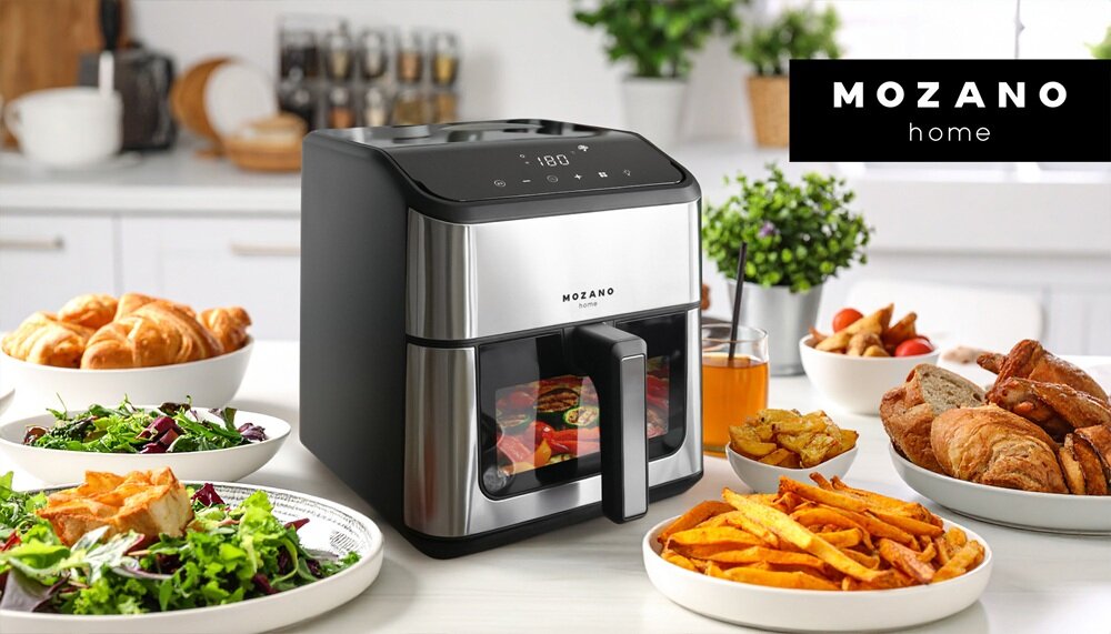Air Fryer Frytkownica beztłuszczowa MOZANO AirFry Chef 8L WiFi przezroczyste okienko, kontrola pieczenia, bez otwierania urządzenia i utraty temperatury