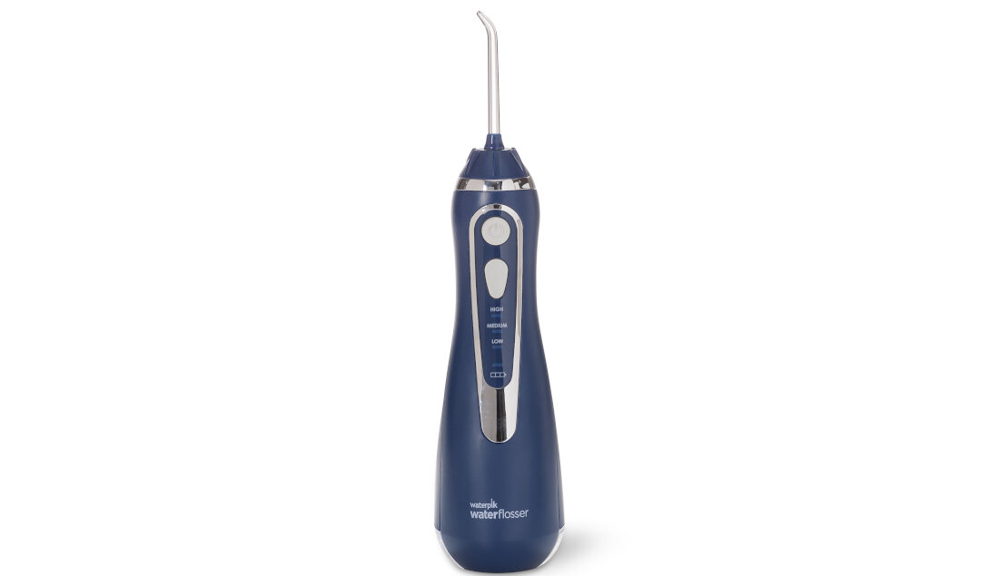 Irygator bezprzewodowy WATERPIK WP-583 Cordless Advanced 2.0 Granatowy + 4 końcówki kontrola nad czyszczeniem Funkcja chwilowego zatrzymania strumienia wody kontrola użytkowanie praktyczne rozwiązanie komfort wygoda korzystanie