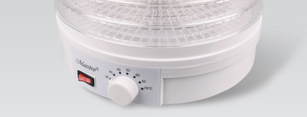 Suszarka do grzybów MAESTRO MR-765 7-stopniowa regulacja mocy dostosowanie temperatura rezultaty delikatne zioła owoce warzywa możliwości