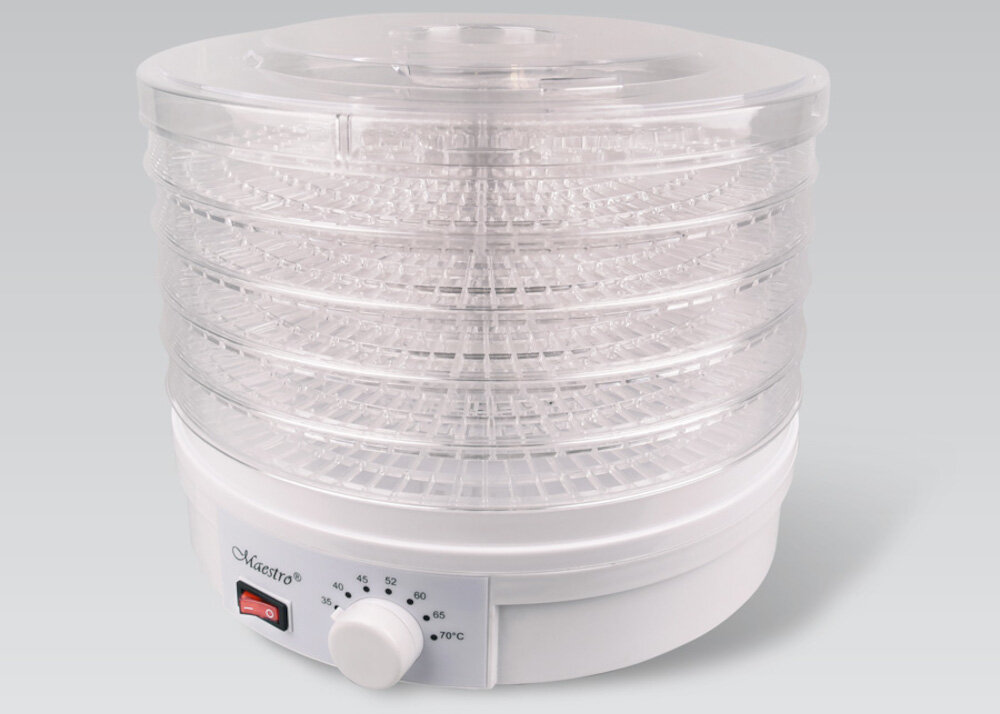 Suszarka do grzybów MAESTRO MR-765 Łatwa obsługa temperatura zakres regulacja temperatury dostosowanie zdrowe zapasy na zimę domowe przetwory