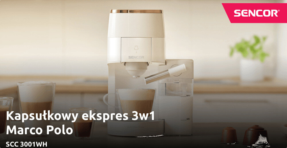 Ekspres SENCOR SCC 3001WH Biały zdjęcie lifestyle Twój ulubiony smak kawy