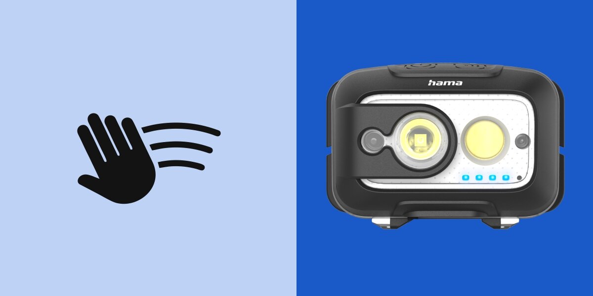 Latarka czołowa HAMA HL500-C, czujnik, ruch, bezdotykowo, wygoda, Czołówka Hama z czujnikiem gestu włączania
