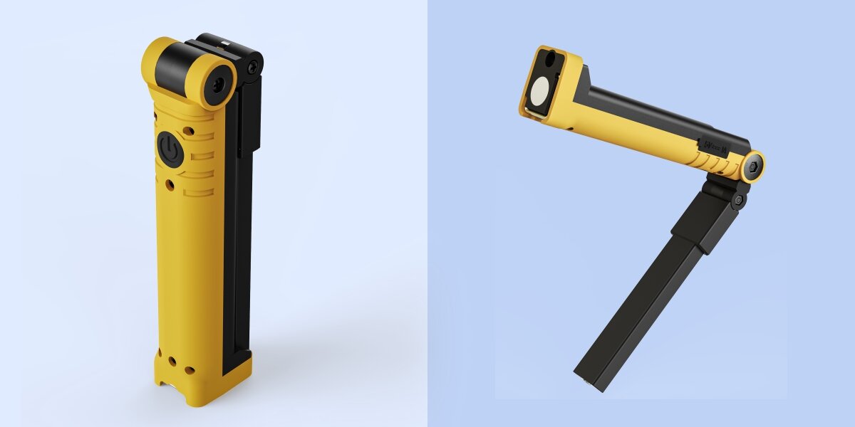 Latarka warsztatowa HAMA W500-C Żółto-czarny, garaż, praca, COB, teren, Składana lampa robocza w pozycji pionowej i L