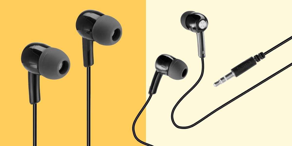 Słuchawki dokanałowe HAMA Gloss II Czarny Klasyczne czarne słuchawki douszne z kablem zakończonym uniwersalną wtyczką mini jack 3.5 mm marki Hama.