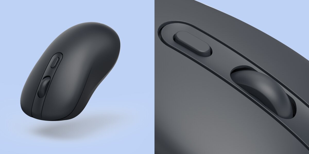 Mysz HAMA WM-200 Czarny Zbliżenie na przycisk zmiany DPI oraz rolkę przewijania w bezprzewodowej myszy optycznej Hama.