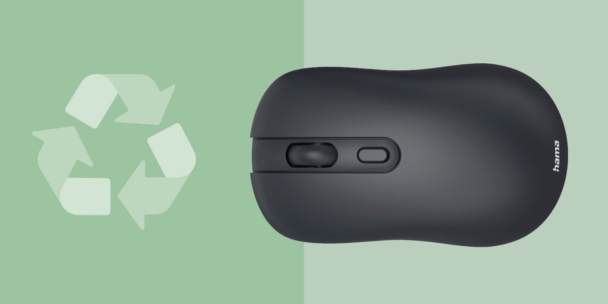 Mysz HAMA WM-200 Czarny Mysz komputerowa Hama wykonana z materiałów z recyklingu, z symbolem ekologicznym w tle.