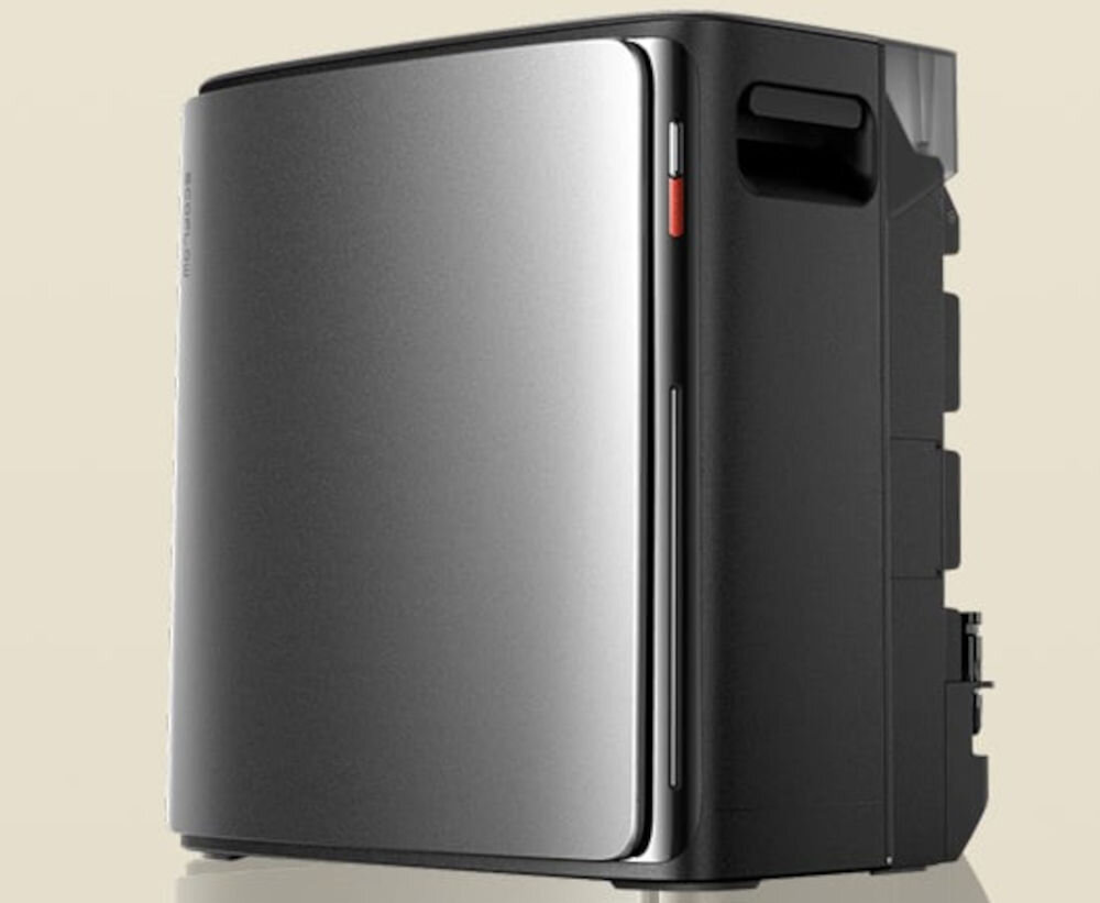 Magazyn energii ECOFLOW EFSTREAMULTRAX800W Stream Ultra X 3840 Wh, cisza, obudowa, estetyka, dom, Przenośna stacja zasilania w ciemnoszarym kolorze pokazana w przybliżeniu.