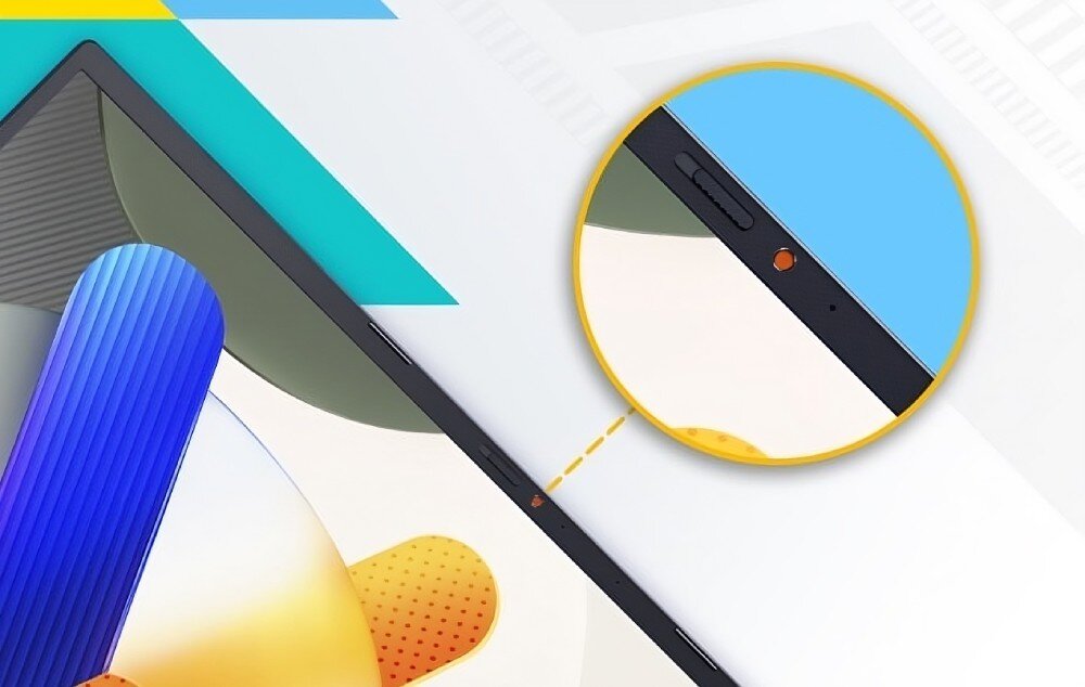  Przybliżenie na kamerę internetową laptopa ASUS Vivobook 16 z widoczną fizyczną przesłoną, zabezpieczenia, moduł TPM, przesłona kamery