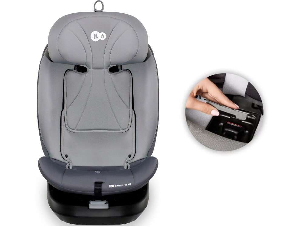 Fotelik samochodowy KINDERKRAFT I-Grow I-Size 0-36 kg Szary 5-punktowe pasy bezpieczenstwa miekkie ochraniacze specjalny schowek na wewnetrzne pasy bezpieczenstwa