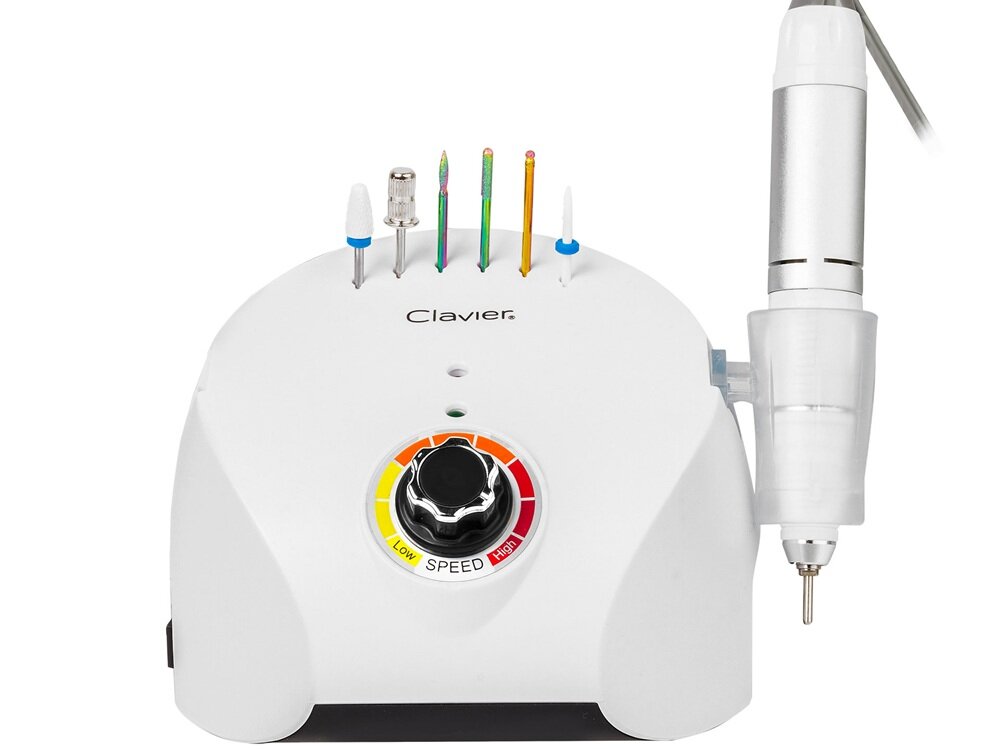 Frezarka do paznokci CLAVIER FX 600 Biały płynne tempo, przygotowanie płytki paznokcia, bez utraty mocy