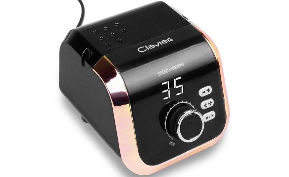 Frezarka do paznokci CLAVIER FX 620 Czarny zestaw frezów, ochrona przed przegrzaniem, bezpieczeństwo, kompaktowe wymiary