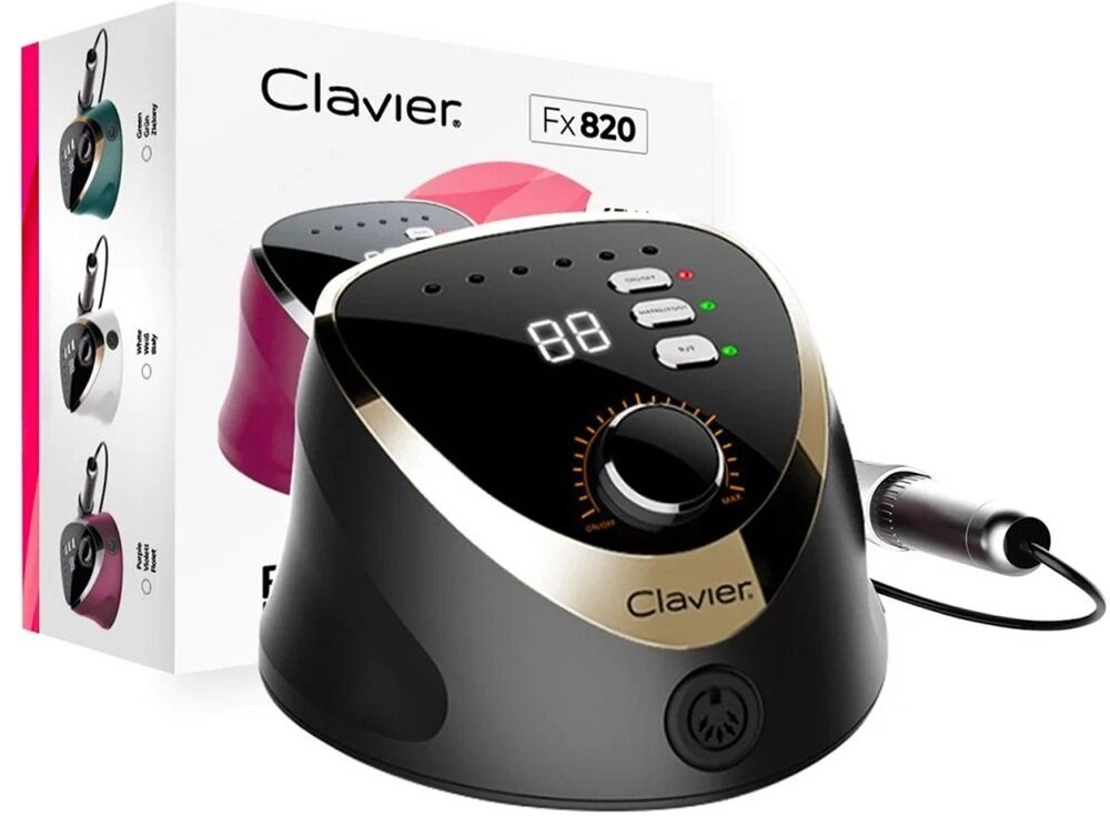 Frezarka do paznokci CLAVIER FX 820 Czarny nadanie kształtu aznokcia, przygotowanie płytki, precyzyjne opracowanie skórek