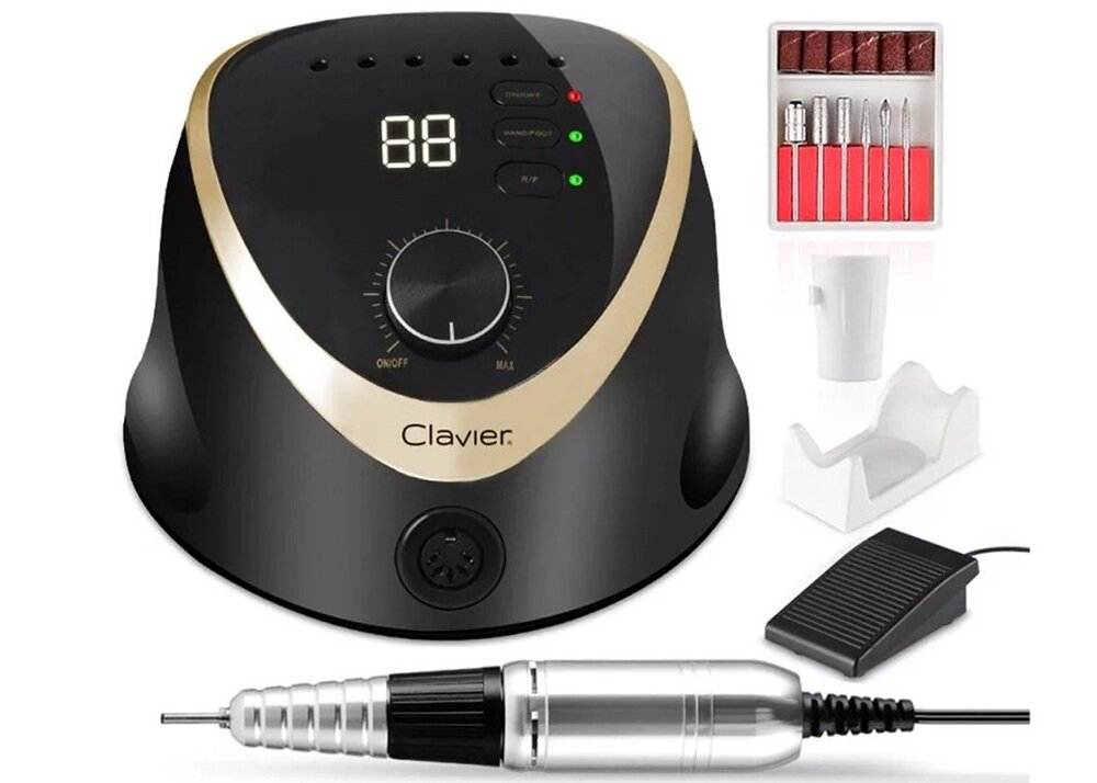 Frezarka do paznokci CLAVIER FX 820 Czarny rączka z głowicą Twist-Lock, lekka i ergonomiczna konstrukcja, pewny chwyt