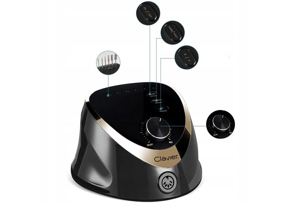 Frezarka do paznokci CLAVIER FX 820 Czarny zasilanie sieciowe, kompaktowa baza, prosta obsługa, solidne opakowanie