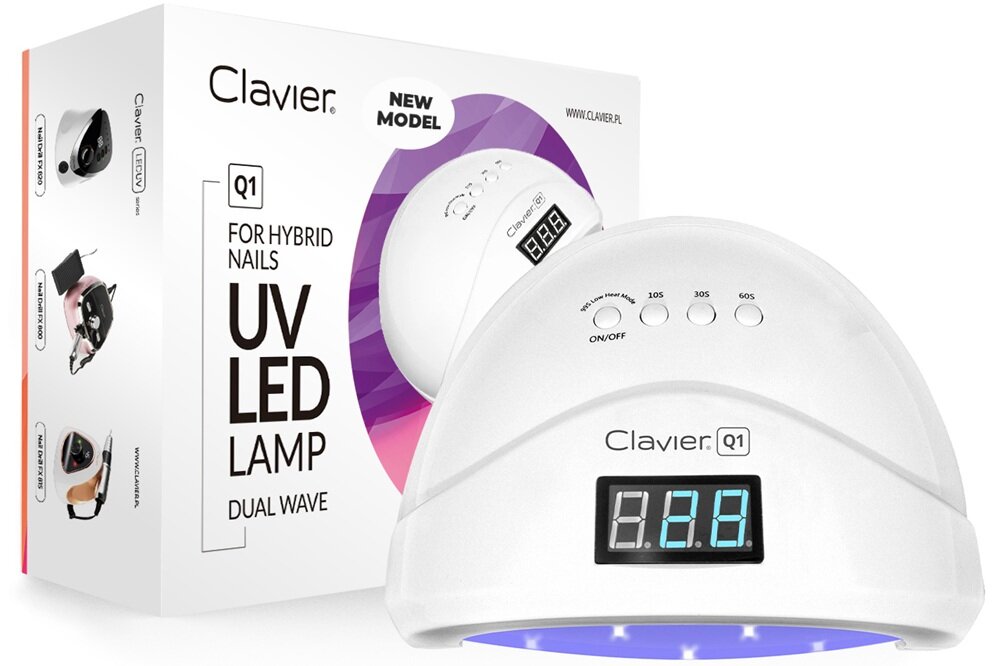 Lampa UV-LED do paznokci CLAVIER Q1 Biały szybkie i równomierne utwardzanie, technologia DUAL UV/LED, odporna na uszkodzenia