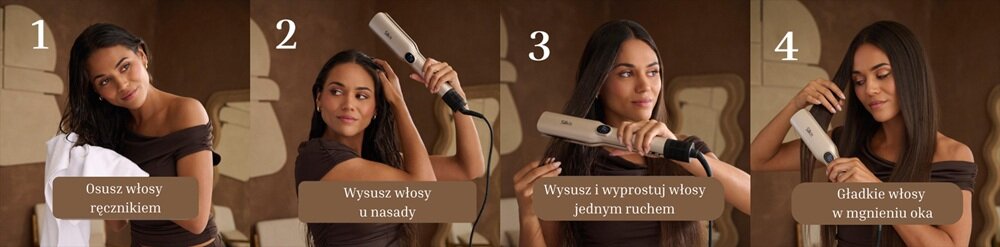 Aeroprostownica SILK-N SilkyAir Trinity 3w1 230 stopni prostowanie mokrych włosów, oszczędność czasu i miejsca, wygodne rozwiązanie