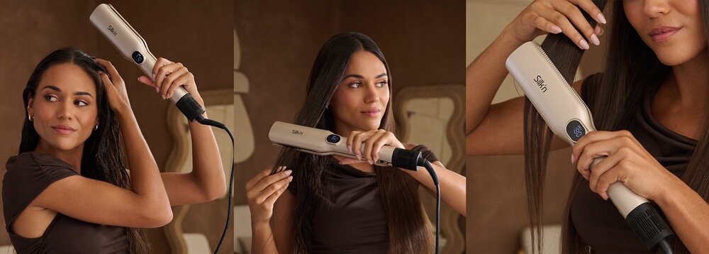 Aeroprostownica SILK-N SilkyAir Trinity 3w1 230 stopni 3 tryby pracy, suszenie bez płytek, prostowanie bez wcześniejszego suszenia, stylizacja suchych włosów