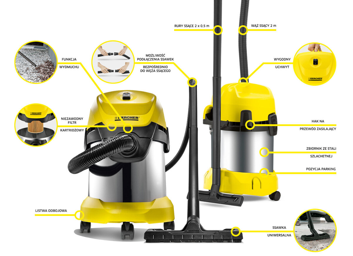 Odkurzacz KARCHER WD 3 Premium 1.629-841.0 cechy