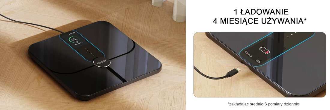 Waga łazienkowa RENPHO Elis Nova A031 Wydajność na wiele tygodni do czterech miesięcy Długie działanie