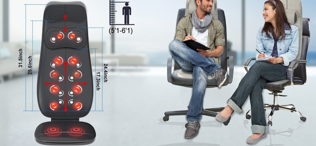 Mata masująca RENPHO Shiatsu BM076 Czarny Delikatne wibracje dla relaksu ud i bioder dwa węzły wibracyjne o 3 poziomach intensywności Delikatne wibracje przyjemny masaż bioder i ud