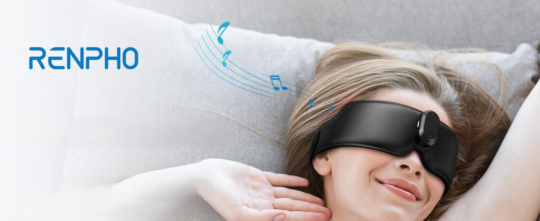 Opaska na oczy RENPHO EyeSnooze Aroma GS003 ścieżka dźwiękowa do snu dźwięki dwa wbudowane, ultralekkie głośniki stereo wysoka jakość technologia Bluetooth 5.2