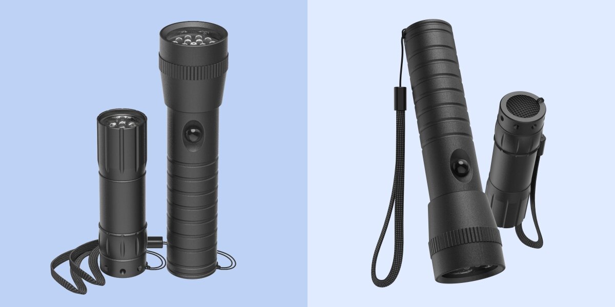 Zestaw latarek HAMA FL-DUO Czarny (2 szt.) Zestaw dwóch czarnych latarek aluminiowych Hama z widocznymi diodami LED oraz praktycznymi paskami na nadgarstek.