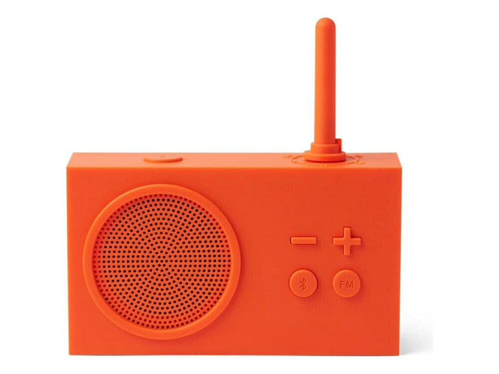 Radioodtwarzacz LEXON Tykho 3 Pomarańczowy, design, matowe wykończenie, styl, minimalizm, na białym tle radio frontem na wprost