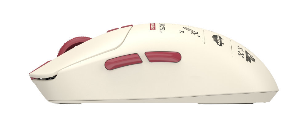 A4TECH Bloody R72 Wbudowana bateria 300 mAh 75 godzin na jednym ładowaniu - mysz od lewego boku na białym tle