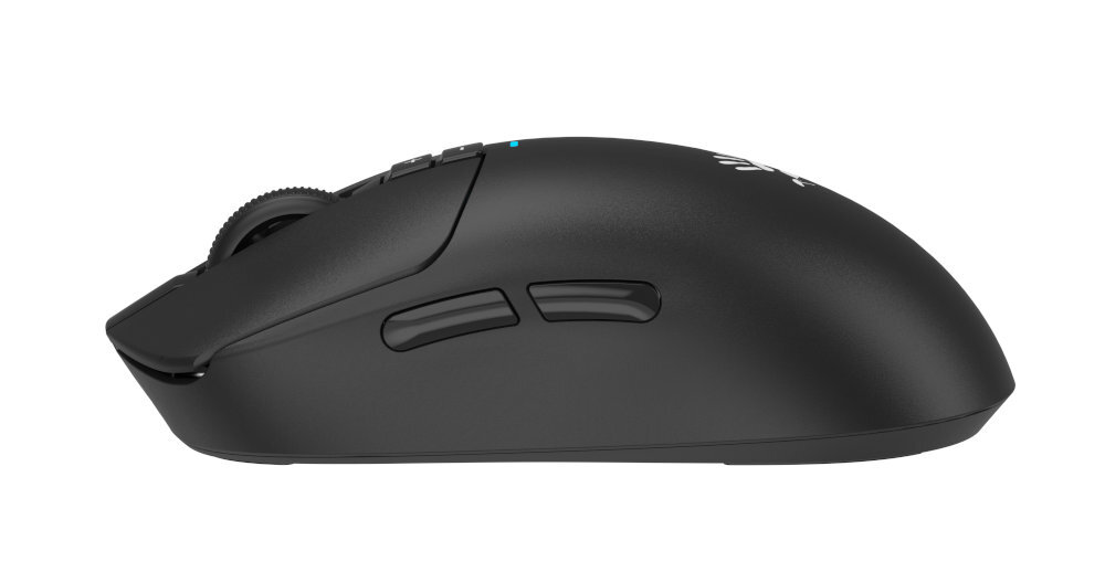 A4TECH Bloody R72 Wbudowana bateria 300 mAh 75 godzin na jednym ładowaniu - mysz od lewego boku na białym tle