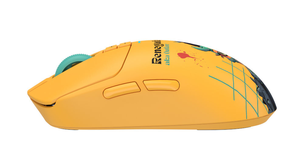 A4TECH Bloody R72 Wbudowana bateria 300 mAh 75 godzin na jednym ładowaniu - mysz od lewego boku na białym tle