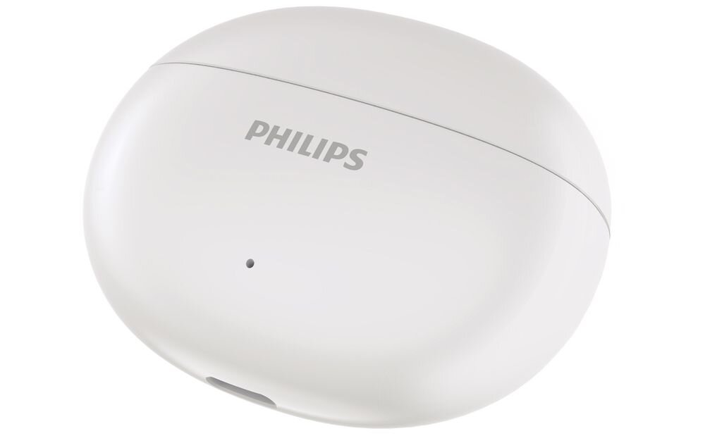 Białe etui z logo PHILIPS na środku, z małym otworem poniżej.