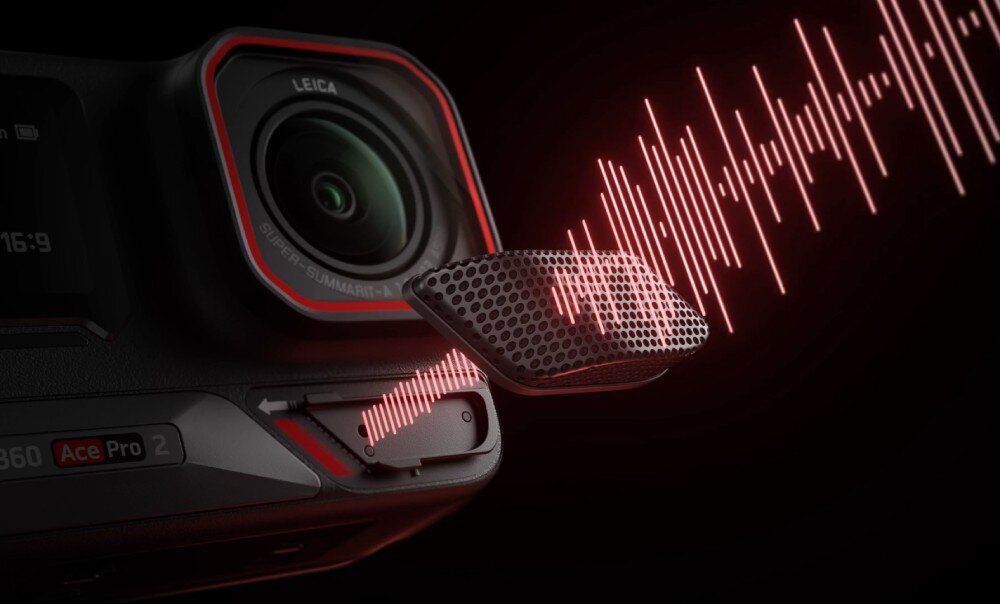 Kamera sportowa INSTA360 ACE PRO 2 Z PODWÓJNA BATERIĄ, Podwójne wsparcie AI, filmy 8K 30FPS, Wi-Fi, Bluetooth dźwięk audio nagrywanie redukcja szumów Bluetooth