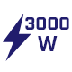 Błyskawica z napisem 3000 W.