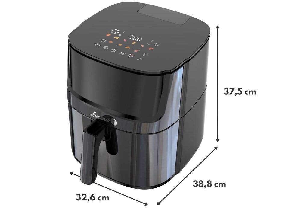 Air Fryer Frytkownica beztłuszczowa ŁUCZNIK Steam+ AF-1500 pojemność 6,5 litra, odpowiednia dla rodzin, panel dotykowy LED, 15 programów