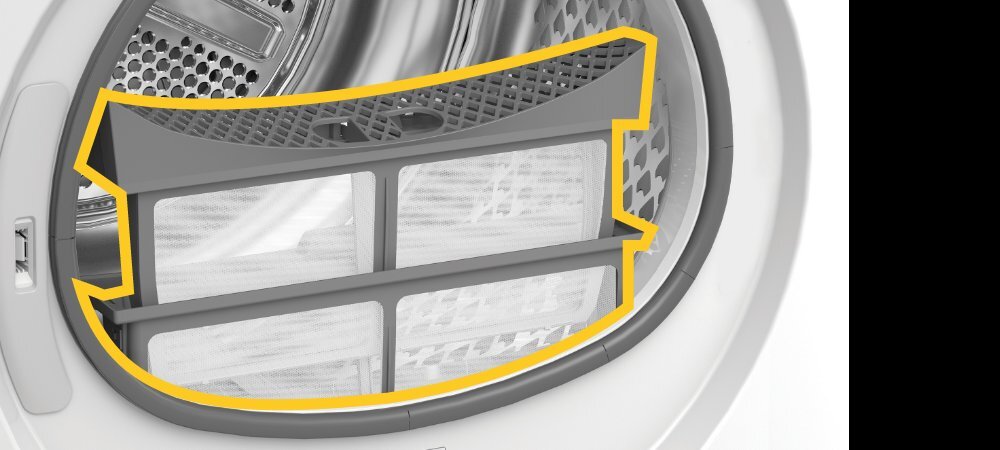 SUSZARKA WHIRLPOOL MX WSD 83M GBS PL lifestyle wizualizacja filtr we wnętrzu bęben łatwe czyszczenie wychwytuje włókna sierść