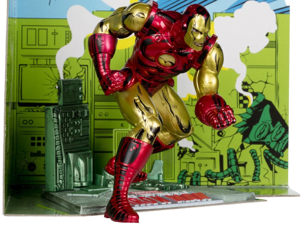 Figurka MCFARLANE Marvel Iron Man wzorowana na wizerunku tytułowego bohatera komiksu Iron Man #6 wykonana w skali 1:10 i wydana przez cenionego producenta figurek kolekcjonerskich, firmę McFarlane Toys