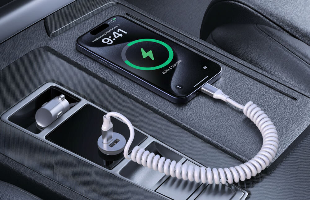 Kabel USB-C 4SMARTS Spiralkabel 240W Biały spiralny 240W kompaktowy przewód