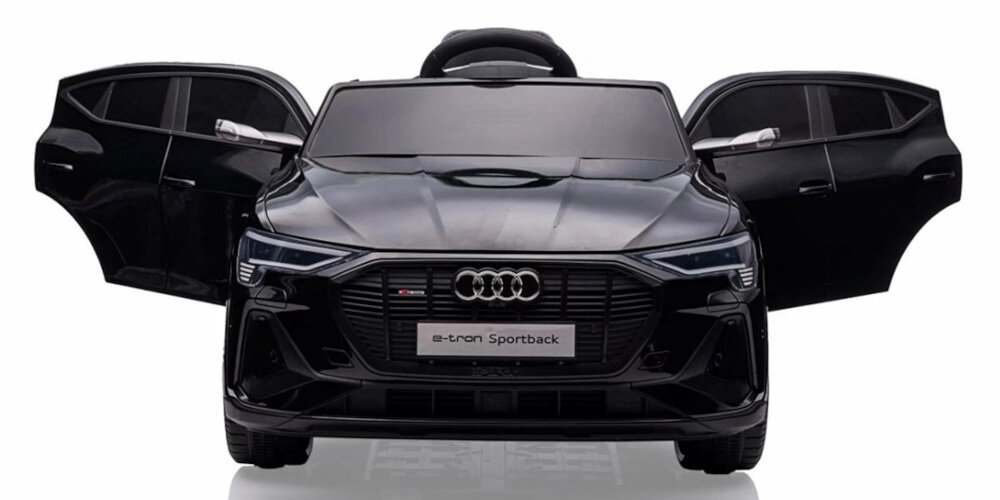 Samochód dla dziecka MILLY MALLY Audi E-Tron Sportback Czarny otwierane drzwi gniazdo do ladowania pod klapka przelacznik jazdy przod/tyl pedal przyspieszenia