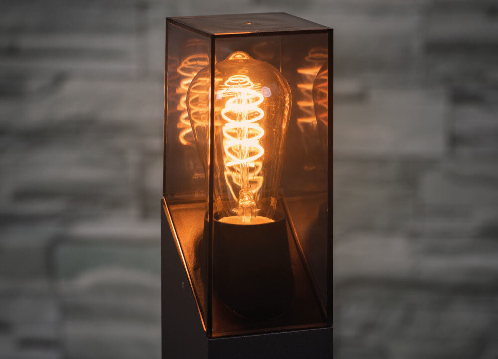 Oprawa ogrodowa KANLUX Laven 50 GR gniazdo E27 zarowka o moy 10 W efektowna oprawa zarowka z zarnikiem klosz z materialu PC lekko przydymiony