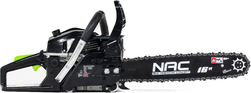 Piła spalinowa NAC CST45-40-02AC do pracy z drewnem opałowym deskami gałęziami drzew potężny silnik automatyczne smarowanie łańcucha mechanizm natychmiastowego zatrzymania łańcucha