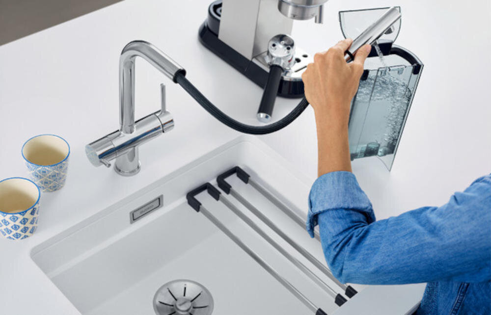 BLANCO Fontas-S II Ultraresist 525199 wylewka obrotowa bateria otwór głowica ceramiczne uszczelki wąż nylon woda filtrowana mieszana ciepła zimna