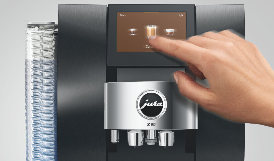 Ekspres JURA Z10 Czarny (EB) Estetyka spotyka praktyczność Elegancka linia i precyzyjnie dopracowane detale 4,3-calowy wyświetlacz