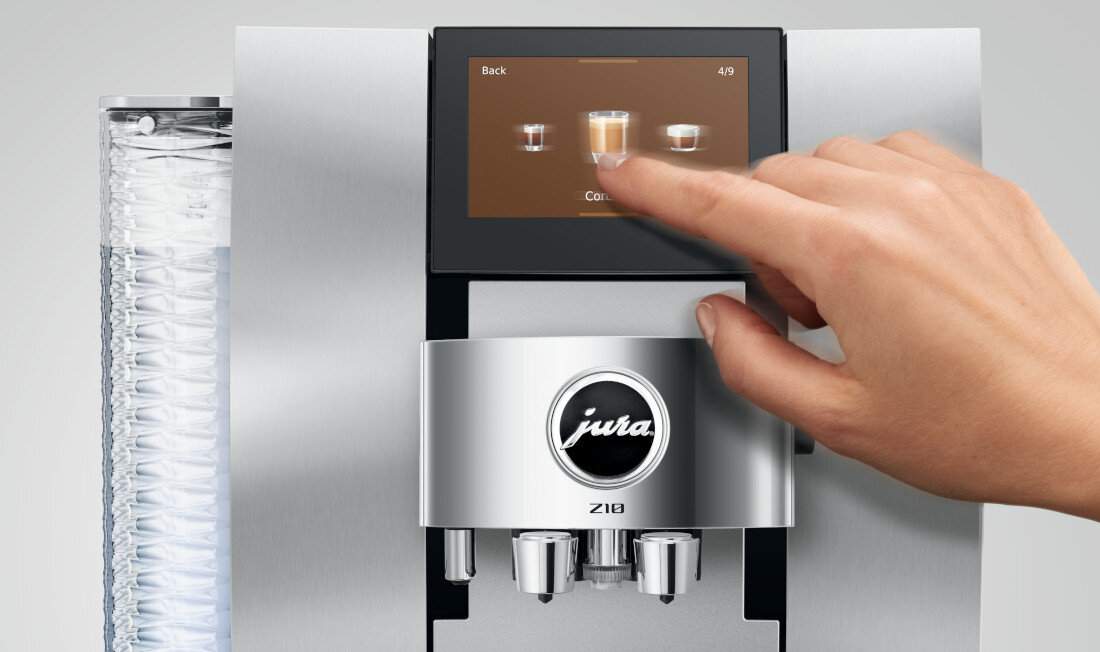 Ekspres JURA Z10 Srebrny (EB) Estetyka spotyka praktyczność Elegancka linia i precyzyjnie dopracowane detale 4,3-calowy wyświetlacz