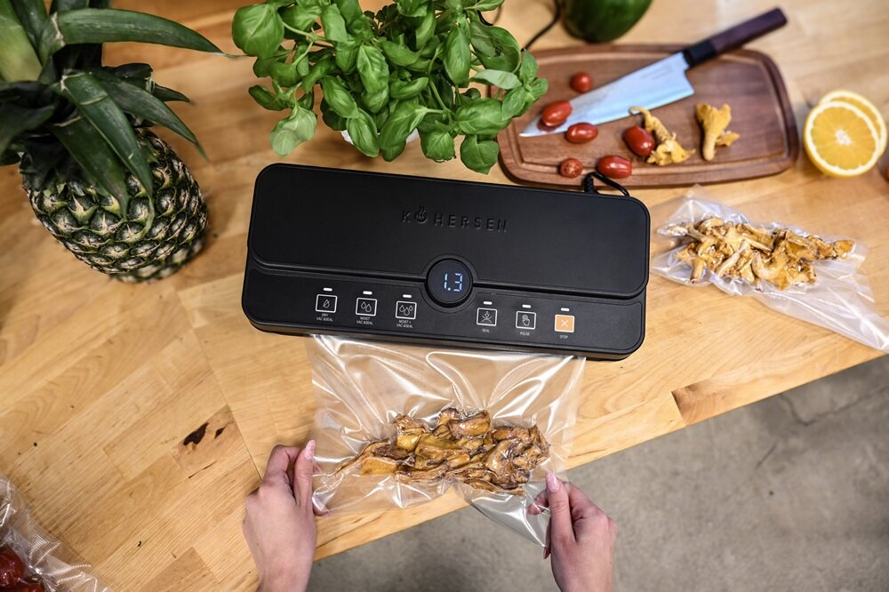 Zgrzewarka próżniowa KOHERSEN Matt Comfort dłuższa świeżość produktów, technologia pakowania próżniowego, aromatyczne, soczyste, bogare w wartości odżywcze