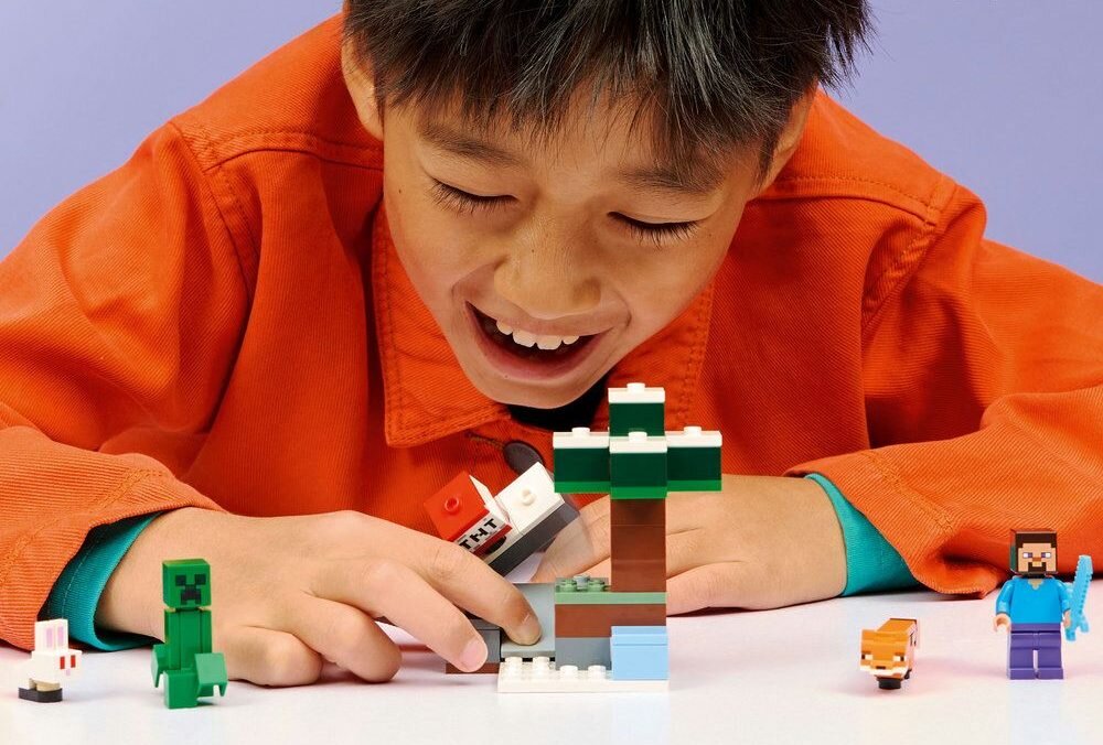 LEGO 21583 Minecraft Przygoda Steve A w Tajdze 8 cm wysokości, 8 cm szerokości i 6 cm głębokości 