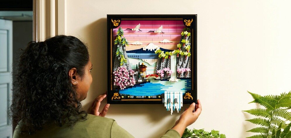 LEGO 31218 Art Japoński krajobraz z kwitnącą wiśnią  Fuji klon „sango-kku” japońskie sosny parasolowate