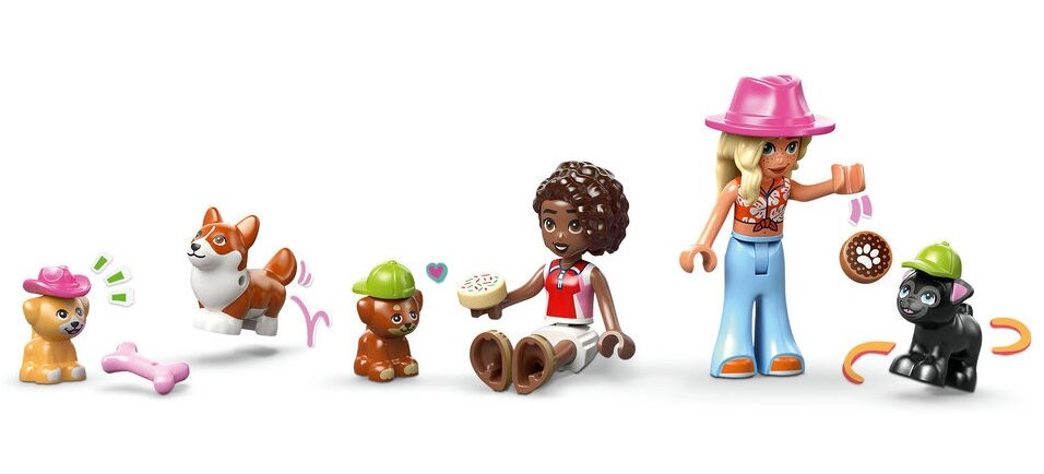 LEGO 42677 Friends Piekarnia z psimi przysmakami  dwie minilaleczki cztery figurki piesków